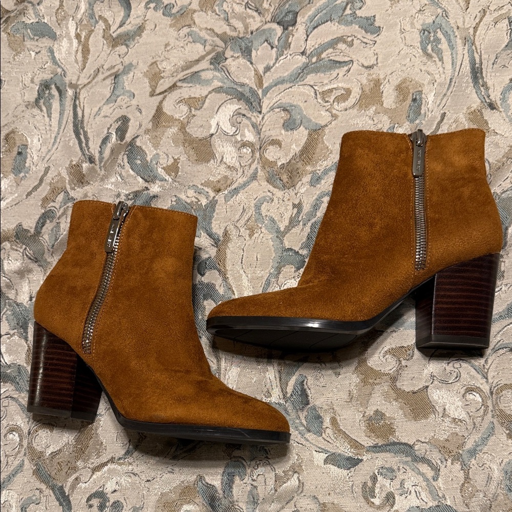 Nine West Elegant Tan Suede Ankle Booties